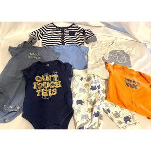 Carter’s And Mini B 9 Months Lot Of 4 Bodysuits, Top With Pants And A Sweater